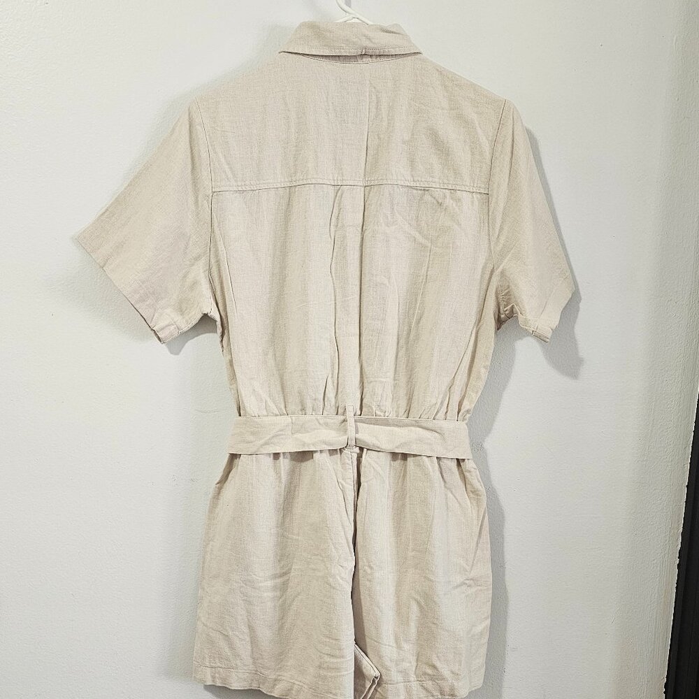 Abercrombie & Fitch Linen-Blend Utility Romper beige Size M - 159-313-00019-420 - Picture 7 of 8